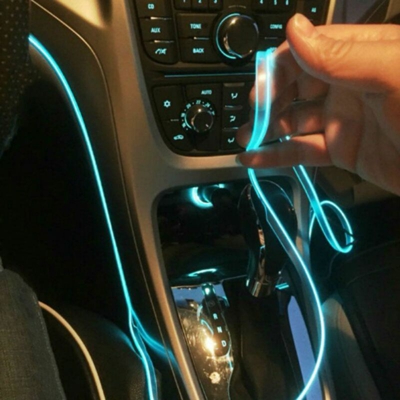 Stringa LED elettroluminescente flessibile per decorazione interni auto Collegamento - Accendisigari 12V, Colore/Lunghezza - Viola 3 Metri