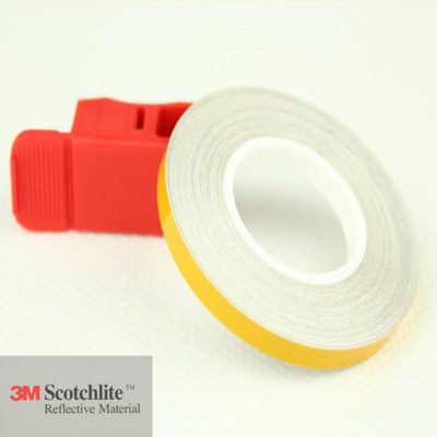 Strisce ? per cerchi moto adesive rifrangenti - 7mm x 6MT Colore - Giallo, Modello - Senza applicatore - 3M