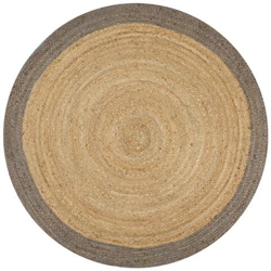 Tappeto Lavorato A Mano In Juta Con Bordo Grigio 150 Cm en oferta