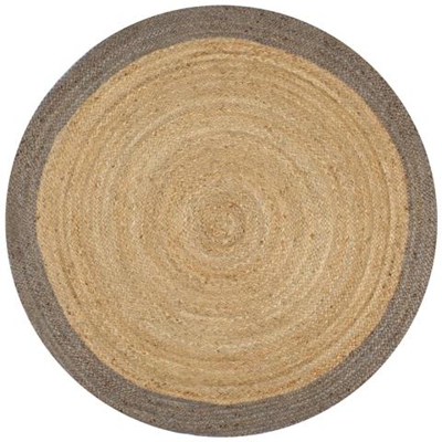 Tappeto Lavorato A Mano In Juta Con Bordo Grigio 150 Cm