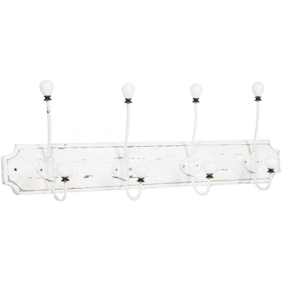 Appendiabiti a parete, ganci appendiabiti attaccapanni da muro in legno e ferro, gancio per giacche cappotti, L65xPR10xH21 cm - BISCOTTINI