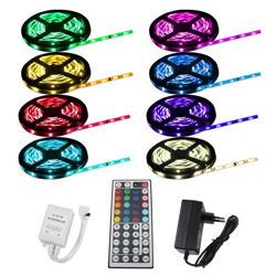 ECD Germany Striscia LED RGB 7m (5+2m) 30LED/m 5050 SMD Striscia Autoadesiva Non Impermeabile RGB con Alimentazione 2A Telecomando 44 T Striscia precio