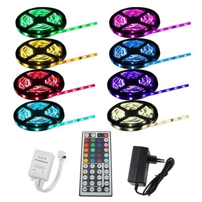 ECD Germany Striscia LED RGB 7m (5+2m) 30LED/m 5050 SMD Striscia Autoadesiva Non Impermeabile RGB con Alimentazione 2A Telecomando 44 T Striscia