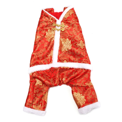 Cane Costume Gilet Abbigliamento cinese Stile tradizionale Cappotto con linguetta Regalo di Capodanno di Natale Vestito operato Decorazione festiva