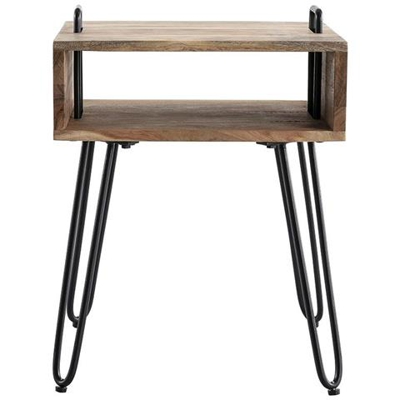 Tavolino Complementare In Legno Di Acacia E Metallo Nero Alvin