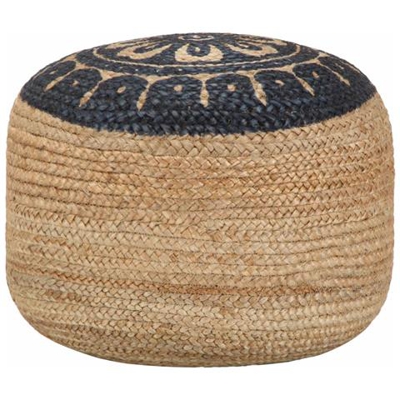 Pouf Lavorato A Mano Blu 45x30 Cm In Juta