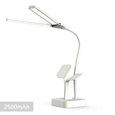 Lampada da tavolo a doppia testa USB 2500 mAh bianca - ASUPERMALL