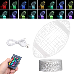 Luce notturna 3D LED telecomando colorato touch lampada da tavolo calcio (base crack colorata + touch + telecomando) - ASUPERMALL precio