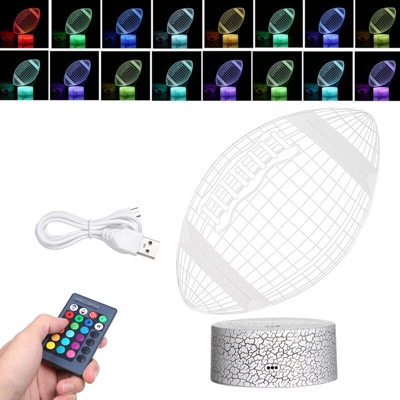 Luce notturna 3D LED telecomando colorato touch lampada da tavolo calcio (base crack colorata + touch + telecomando) - ASUPERMALL