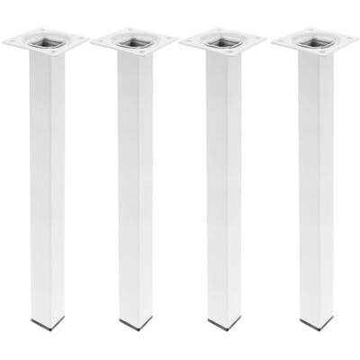 Gambe quadrato. Piedini da tavolo per mobili e scrivania in acciaio bianco 40cm 4-pack - Primematik