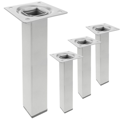 Gambe quadrato. Piedini da tavolo per mobili e scrivania in acciaio grigio 25cm 4-pack - Primematik