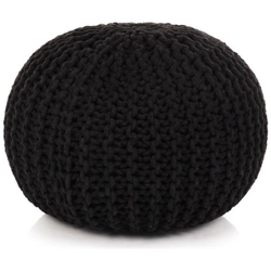 Pouf Lavorato A Maglia In Cotone 50x35 Cm Nero características