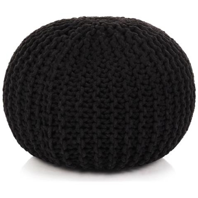 Pouf Lavorato A Maglia In Cotone 50x35 Cm Nero