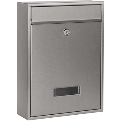 Wiltec - Cassetta della posta color grigio silver Montaggio a parete Verniciata a polvere V10