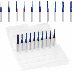 Frese per fresa CNC Nano Blue Coat con codolo da 1/8 di pollice 0,8-3,75 mm Confezione da 10 per PCB in legno duro in fibra di carbonio SMT - LANGRAY características