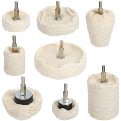 Disco lucidante per trapano, 8 pezzi Tampone lucidante in cotone per metallo (alluminio / acciaio inossidabile / cromo / lega / ottone) legno