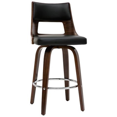 Sgabello Da Bar Scandinavo Nero E Legno Scuro Garbo