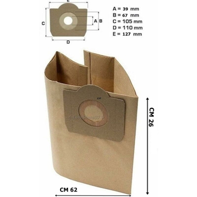 Eurostore07 - 5 SACCHETTI ASPIRAPOLVERE LAVORWASH VENTI / ASHLEY / GP / GENIO 5.212.0016 LW 1