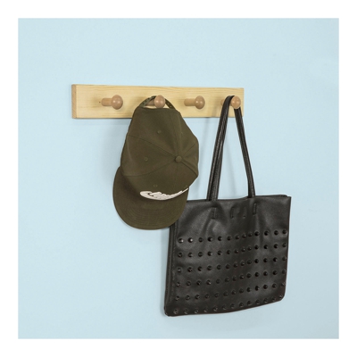 Appendiabiti a parete in legno Attaccapanni da porta 4 ganci, lunghezza 50 cm, Legno FHK10-N - Sobuy