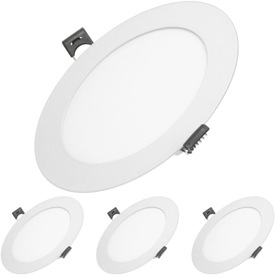 ECD Germany 4 x Faretto da Incasso Pannello LED 9W Sostituisce 50W Alogeno - Ultra Sottile - Rotondo ?14,5 cm Bianco Neutro 4000K - IP44 - Luce