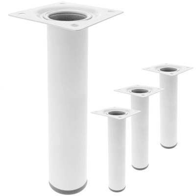 Gambe tondo. Piedini da tavolo per mobili e scrivania in acciaio bianco 25cm 4-pack - Primematik