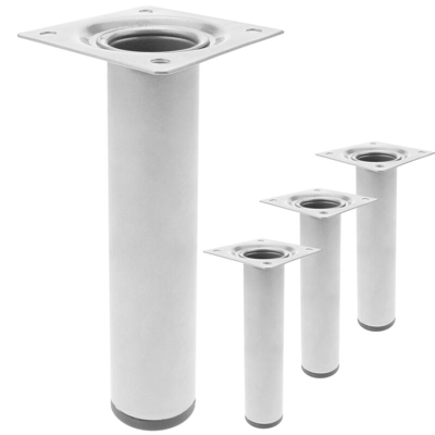 Gambe tondo. Piedini da tavolo per mobili e scrivania in acciaio grigio 25cm 4-pack - Primematik