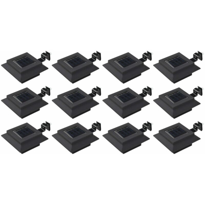 Lampade Solari da Esterni 12 pz a LED Quadrate 12 cm Nero - VIDAXL