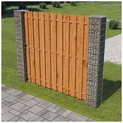 Pannello di Recinzione con Pali a Gabbione Legno FSC 180x180 cm
