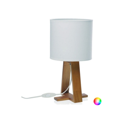Cliccandoshop - Lampada da Tavolo Legno Ceramică Tessile (35 cm) Bianco
