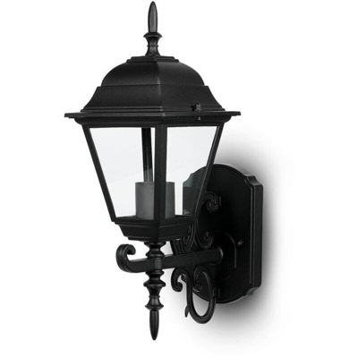 Lampada LED da Muro a Lanterna Piccola con Portalampada E27 (Max 60W) Rivolta Verso l'Alto Colore Nero Opaco IP44 - V-tac
