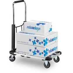Carrello Portapacchi, Piattaforma Allungabile, Sbarra Pieghevole & Regolabile, Ruote con Freni, 100 kg, Nero - RELAXDAYS en oferta
