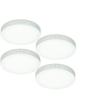 4 x Plafoniera a LED 24W AC 220-240 V 1723 Lumen ?300 mm Rotonda Angolo di emissione 160 ? - IP53 - LED Pannello Bianco Caldo 3000K Faretto Rotondo