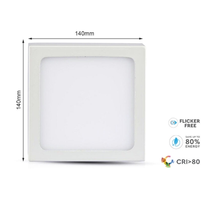 Pannello LED V-TAC Montaggio a Plafone Quadrato 12W 3000K