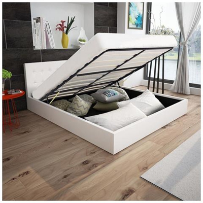 Letto Con Contenitore Apertura Idraulica 180 Cm Pelle Artificiale