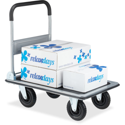 Carrello Portapacchi, Pieghevole & con Pianale, Strato Antiscivolo, Ruote a Gomma Piena, max.350 kg, Nero - RELAXDAYS características