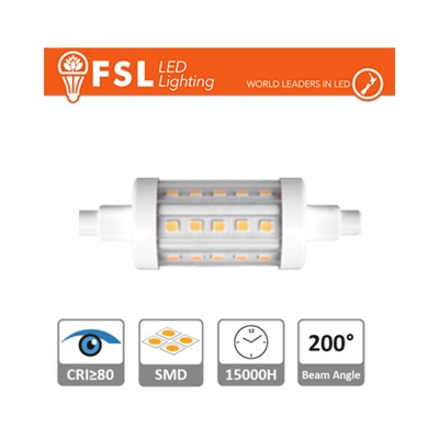 FSL - lampadina led 5.5 watt 200° 220-240 volt 78 mm A+ CE R7S bianco naturale no lif flr7s5w40k