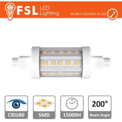 FSL - lampadina led 5.5 watt 200° 220-240 volt 78 mm A+ CE R7S bianco caldo no lif flr7s5w27k