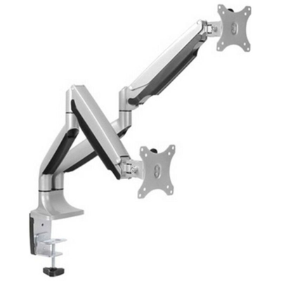 Soporte Doppio 2 Monitor e Tv, Tavolo con morsetto, da 13' a 32' pollici 18kg (9+9) kg Girevole 2 Bracci Db3132tnr-s - TOOQ