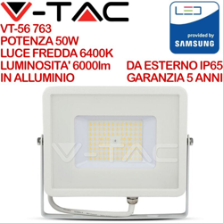 Faro LED SMD Chip Samsung 50W 120Lm/W Colore Bianco 6400K IP65 - V-tac en oferta