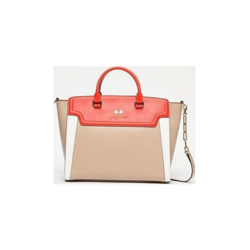 Borsa A Mano Portena Ss17 Pelle Di Vitello Beige E Corallo 39X26X11 cm - La Martina en oferta