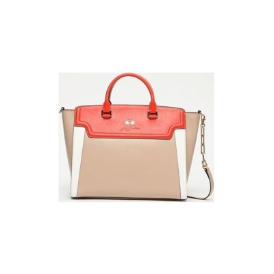 Borsa A Mano Portena Ss17 Pelle Di Vitello Beige E Corallo 39X26X11 cm - La Martina