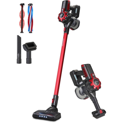 aspirapolvere senza fili a batteria MZ5 scopa elettrica 4in1 alta potenza 120W stazione di ricarica LED aspirabriciole a mano Grigio - Monzana