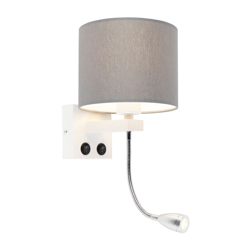 QAZQA Applique con braccio flessibile brescia - Moderno - Metallo,Tessuto - Bianco/Grigio - Tondo Non sostituibile Max. 1 x 1 Watt precio
