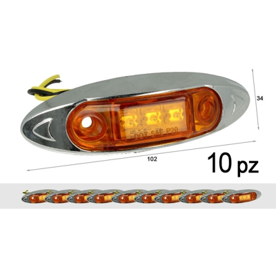 LEDLUX TF2410A 10 Pezzi Fanali Laterali Led 24V 12V Arancione Per Luci Ingombro Cortesia Targa Cupola Cappa Camper Trattore Autocarro Barca - CARALL