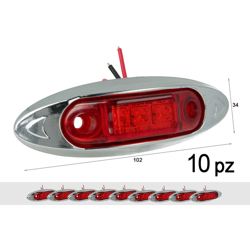 10 Pezzi Fanali Laterali Led 24V 12V Colore Rosso Per Luci Ingombro Cortesia Targa Cupola Cappa Camper Trattore Autocarro Barca - CARALL características