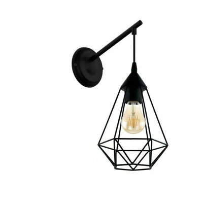 Applique Parete Led Vintage Lampada Interno E27 Metallo Sospesa Nero Tarbes EGLO