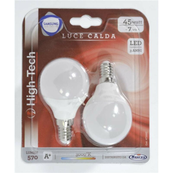 SET 2 LAMPADINE LED SAMSUNG SFERA E14 7W G45 LUCE CALDA 3000K 570 LUMEN - High-tech en oferta