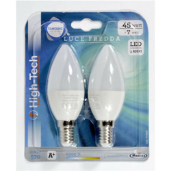 SET 2 LAMPADINE LED SAMSUNG OLIVA E14 7W C37 LUCE FREDDA 6000K 570 LUMEN - High-tech precio