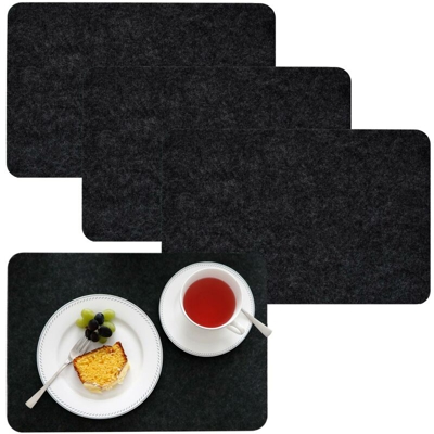 DuneDesign set 4 Tovagliette Sottopiatti 43x30x0,5cm feltro sintetico Antracite