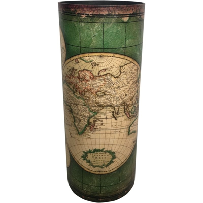 Rebecca Mobili Portaombrello Verde Beige Mdf Canvas Retro Gocciolatoio 49,5x20x20 - MOBILI REBECCA